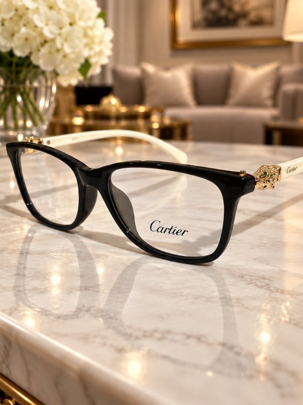 Cartier Black, Gold & Ivory Frame (Authentic) 54,16,140